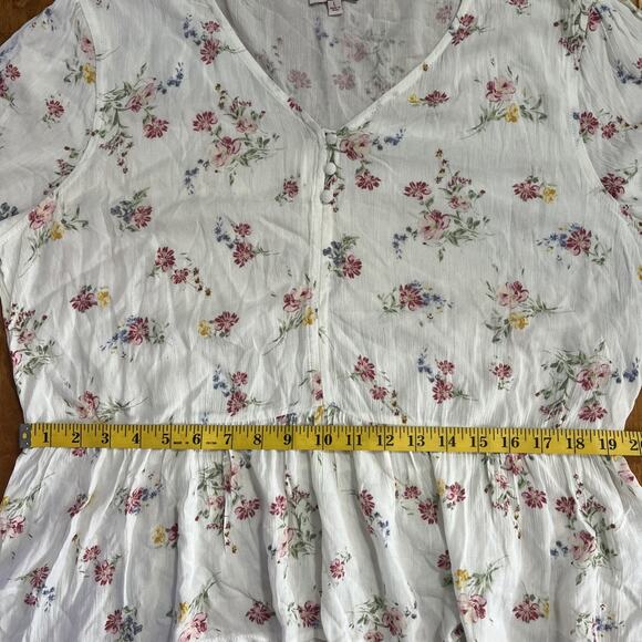 So Floral Bohemian Long Sleeve Top Size L Ivory Fairy Indie Romantic Ethereal - Picture 6 of 12